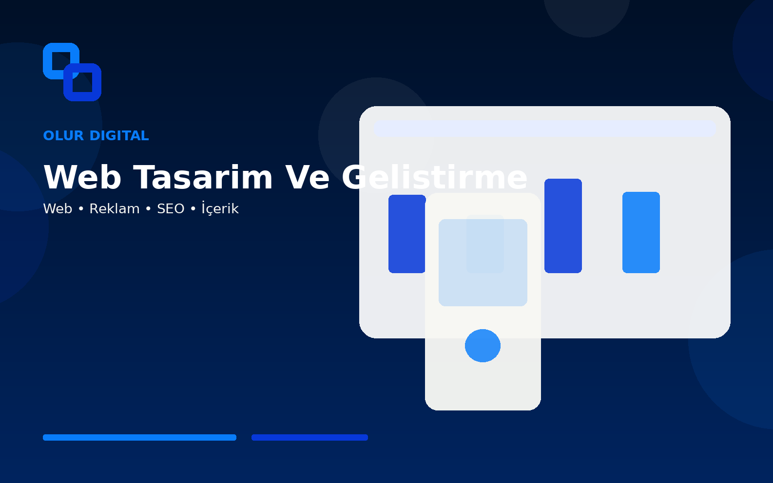 Responsive web tasarımın masaüstü tablet ve telefon görünümü
